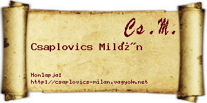 Csaplovics Milán névjegykártya